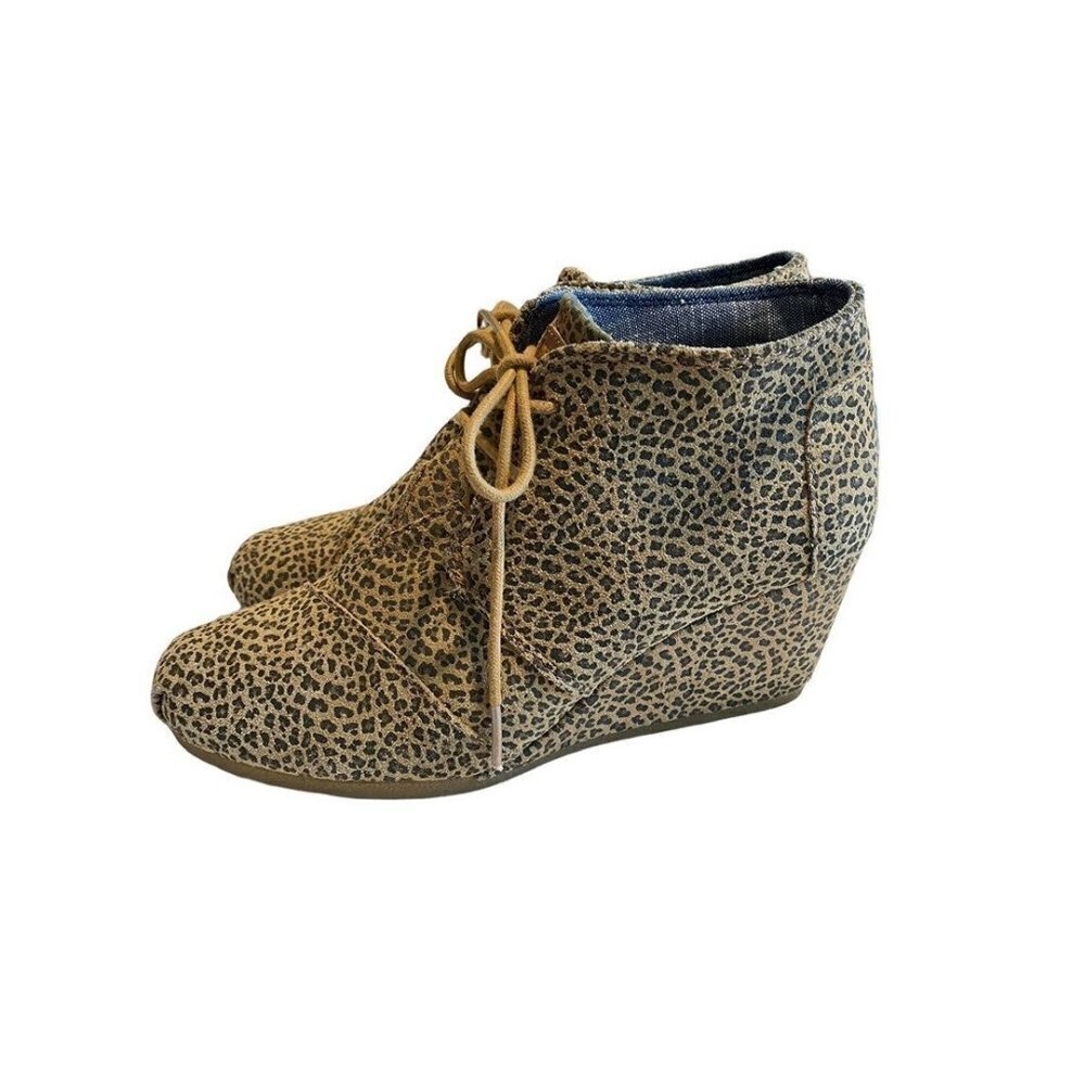 Toms Animal Print Suede Wedge Bootie Women's Size 8